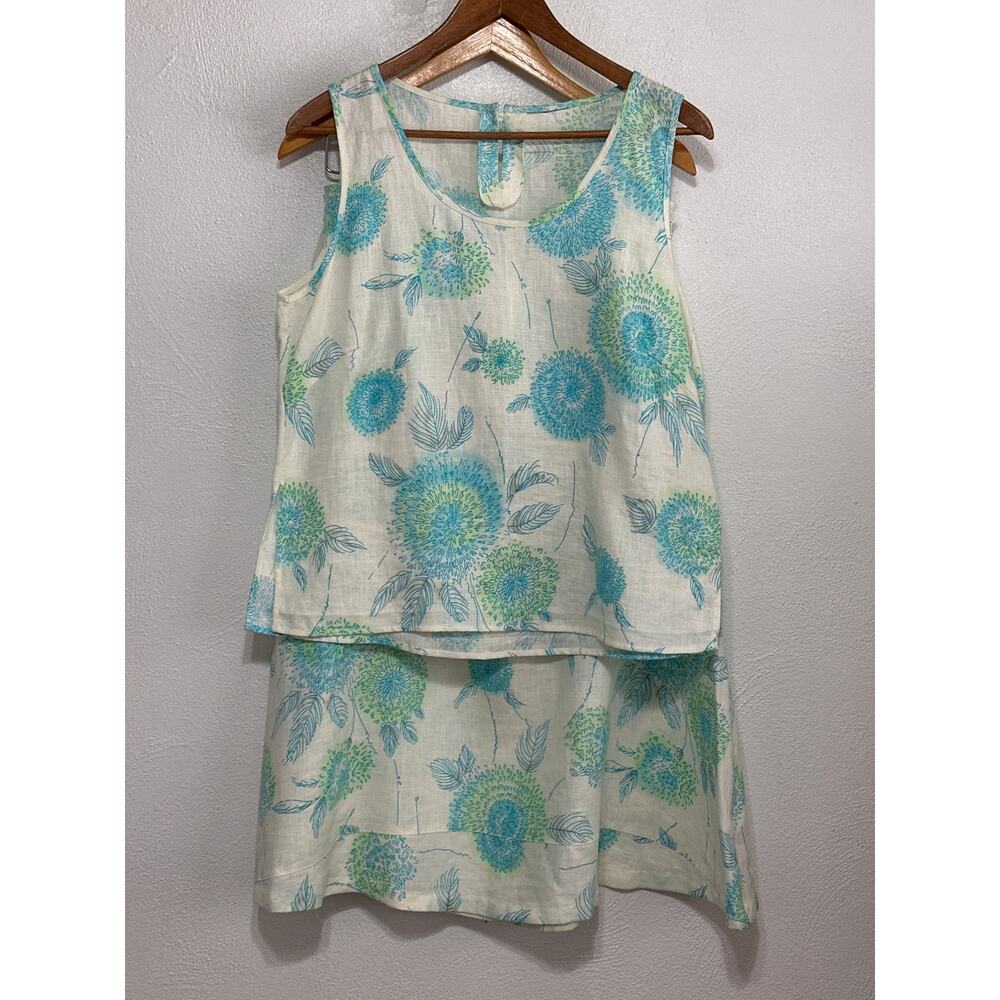 VTG Dandy by Randi Linen Skirt Set 14 Pastel Baby Blue Floral Coquette Soft Girl